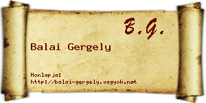 Balai Gergely névjegykártya